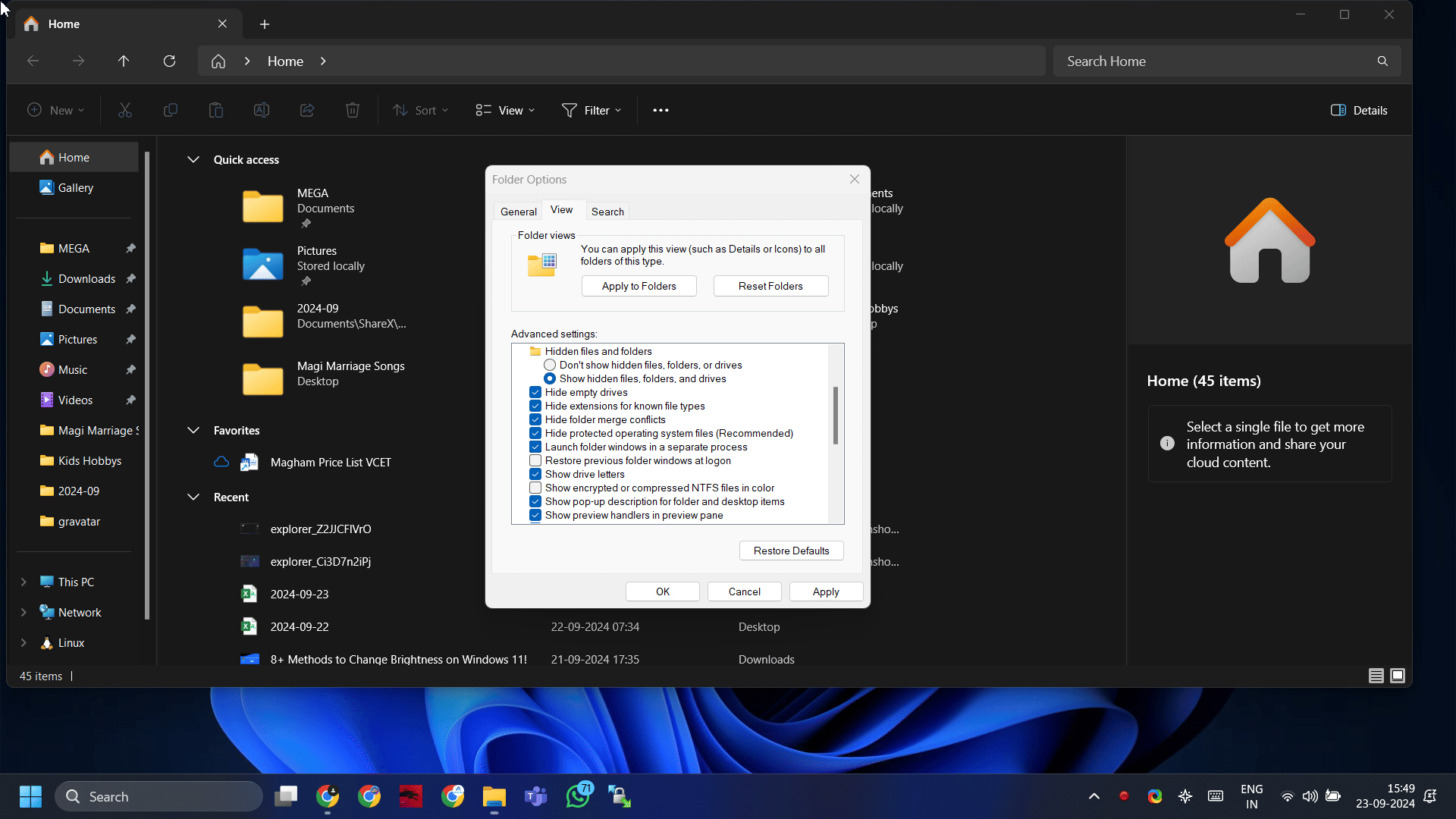 File Explorer has been relaunched using File Explorer settings File Explorer has been relaunched using File Explorer settings