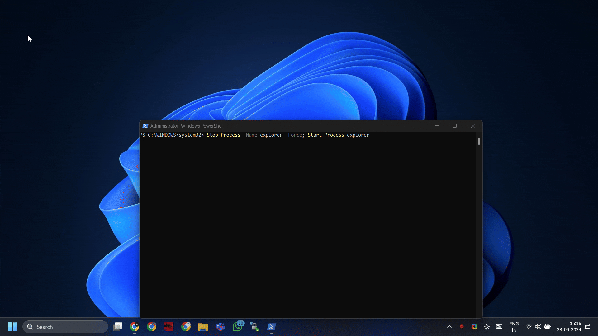 File Explorer Restarted using PowerShell Command File Explorer Restarted using PowerShell Command