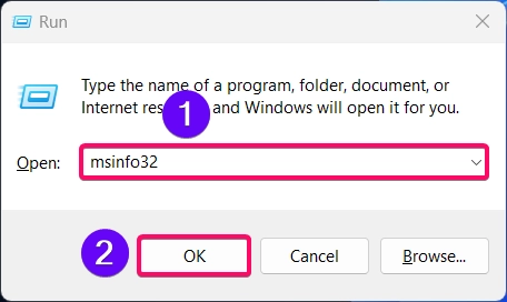 Opening System Information Window using Run Window Opening System Information Window using Run Window