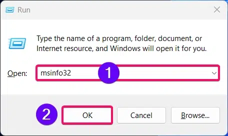 Using msinfo32 command on Run Window Using msinfo32 command on Run Window