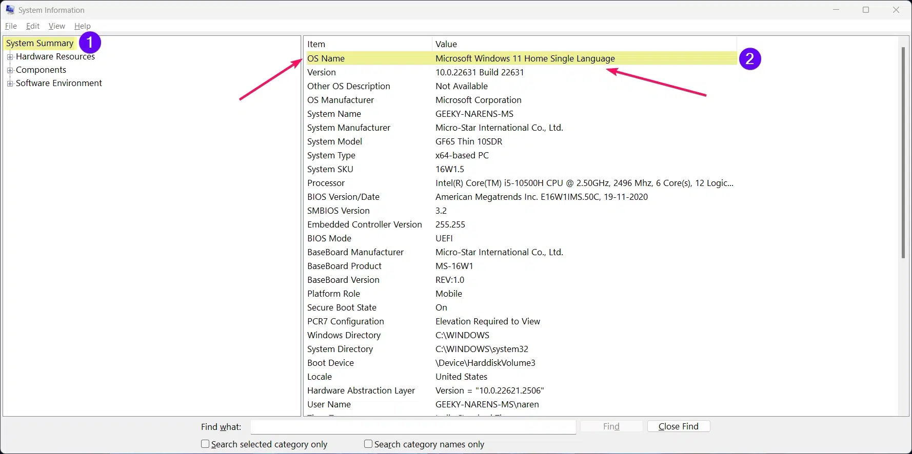 Finding Windows edition from System Information Window Finding Windows edition from System Information Window