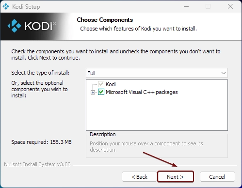 Choosing Components of Kodi for Installation Choosing Components of Kodi for Installation