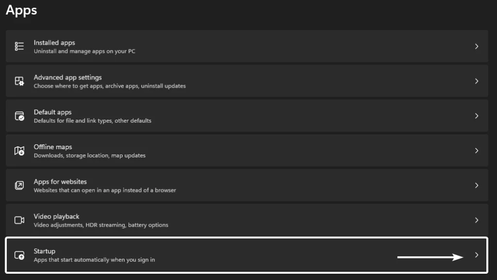 Click on Startup Apps Click on Startup Apps