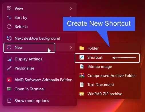 Desktop Shortcut for Adjust ClearType Text in Windows 11 1 Create new Shortcut