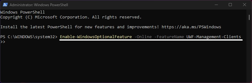 Enable UWF Management Clients via PowerShell Enable UWF Management Clients via PowerShell