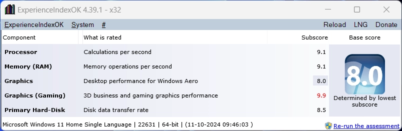 Windows Experience Index Score by ExperienceIndexOK app Windows Experience Index Score by ExperienceIndexOK app
