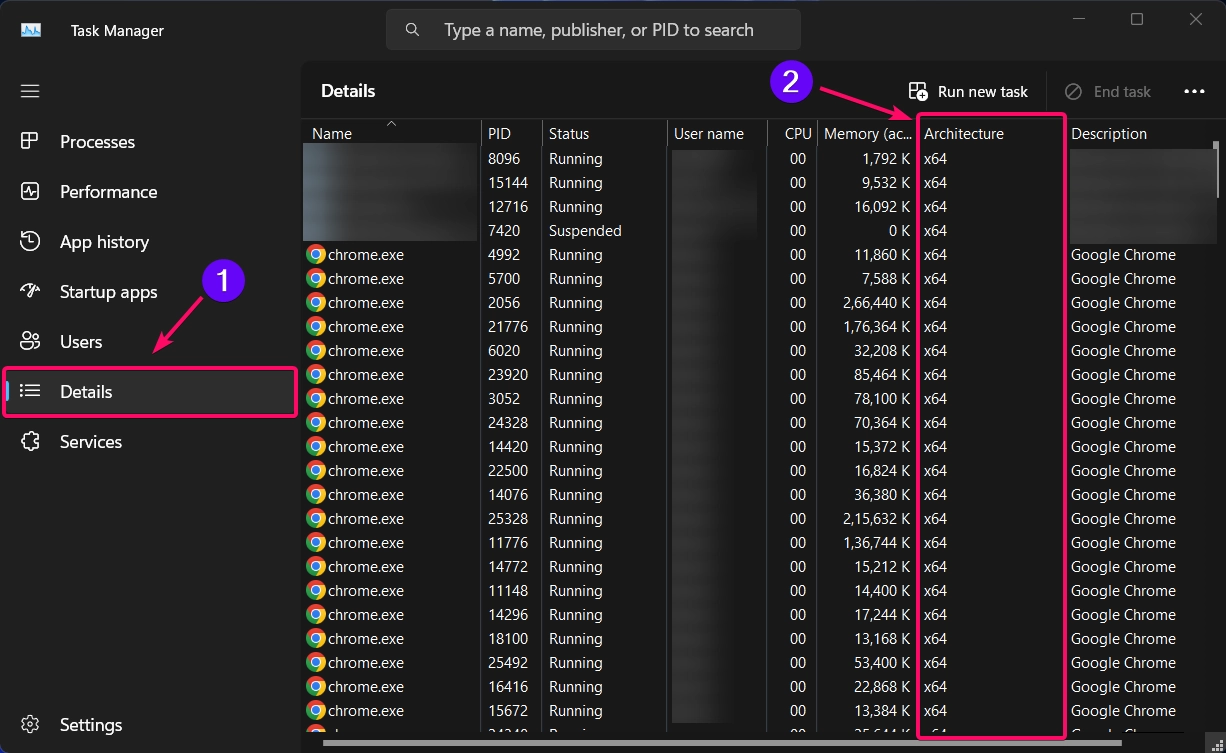 Under the Architecture, You can find chip type from the Task Manager Under the Architecture, You can find chip type from the Task Manager