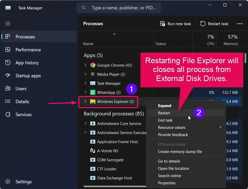 Restarting File Explorer May Fix this Issue Restarting File Explorer May Fix this Issue