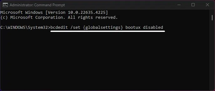 This command disables BootUX This command disables BootUX