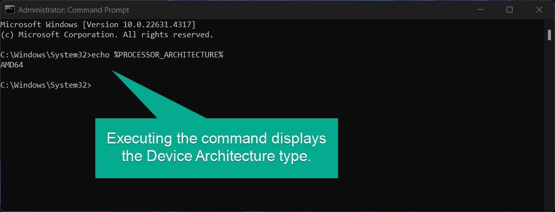 Executing the 1st command displays the device architecture Executing the 1st command displays the device architecture