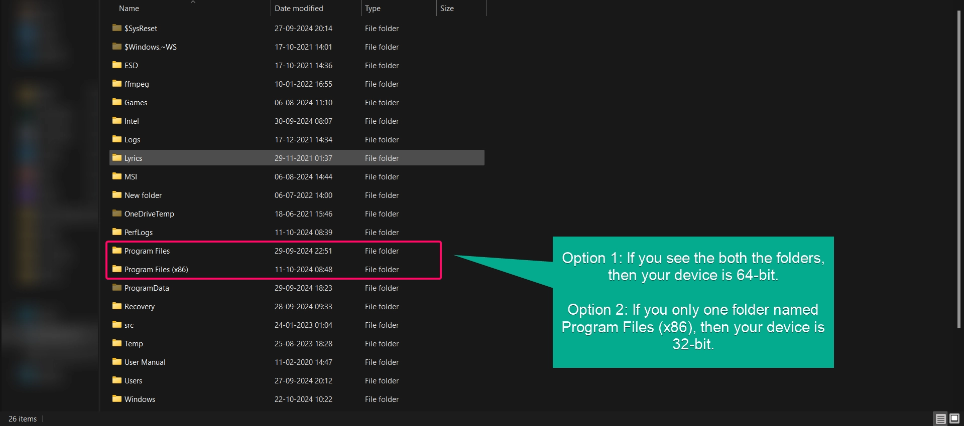 Finding device chip type using File Explorer Finding device chip type using File Explorer