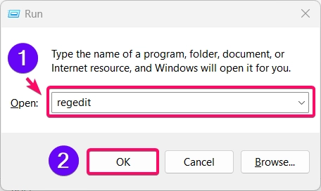 Opening Registry Editor using Run Window Opening Registry Editor using Run Window