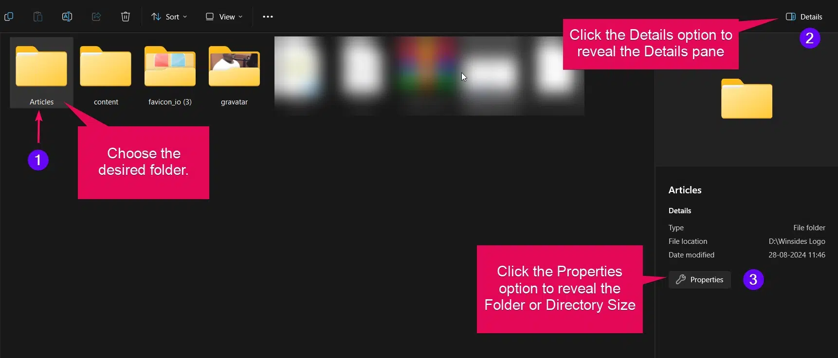 Opening Properties from the Details Pane Opening Properties from the Details Pane