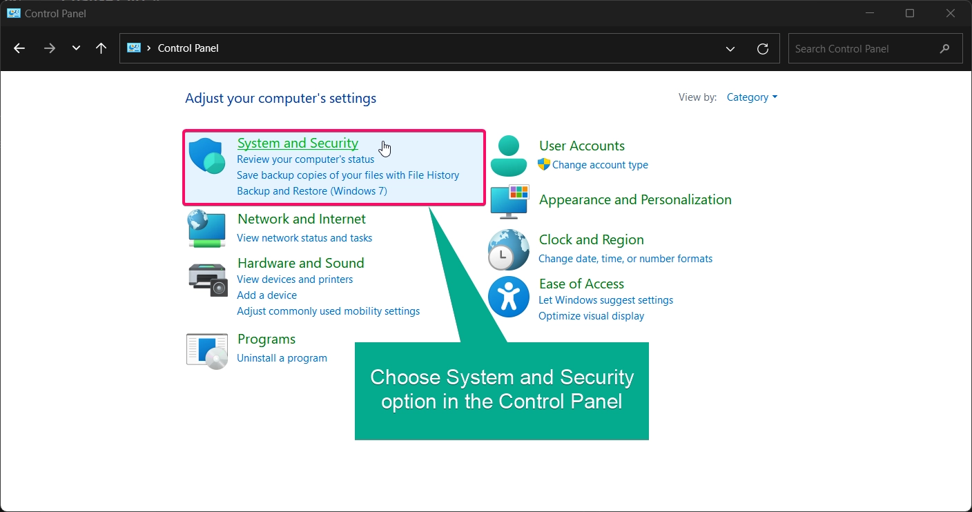 Open System and Security option Open System and Security option