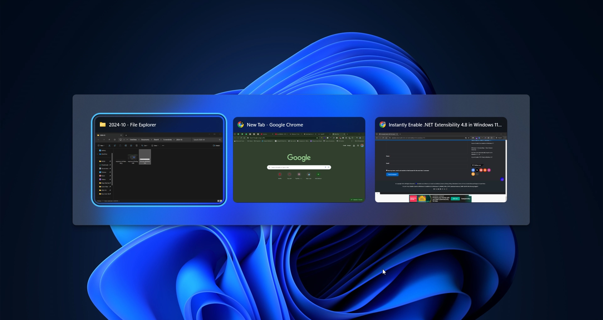 Using Alt + tab to switching between the windows Using Alt + tab to switching between the windows