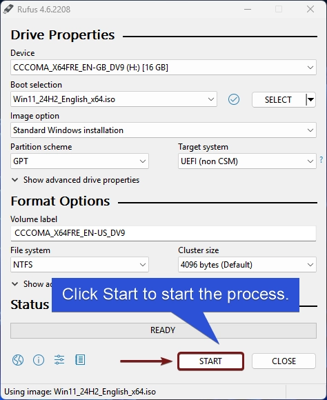How to create Windows 11 Bootable USB using Rufus? 3 Click on Start