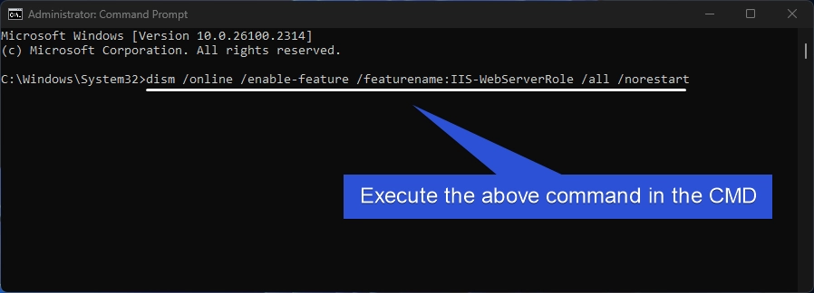 Enable Internet Information Services using Command Prompt (CMD) 2 Command to Enable IIS using CMD
