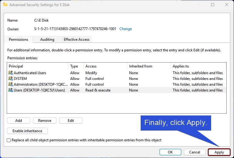 Finally, click Apply. Finally, click Apply.