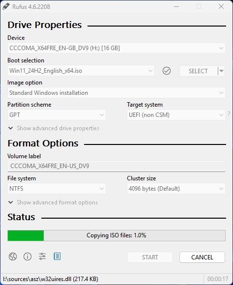 Rufus will start creating the Bootable USB Rufus will start creating the Bootable USB