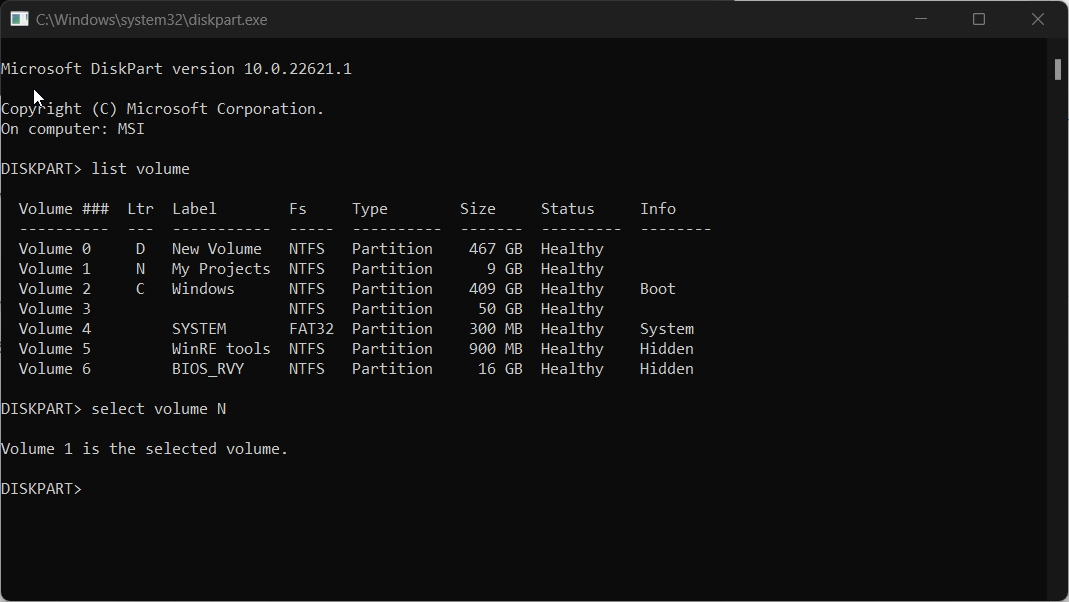 Identifying and choosing the drive using diskpart.exe Identifying and choosing the drive using diskpart.exe