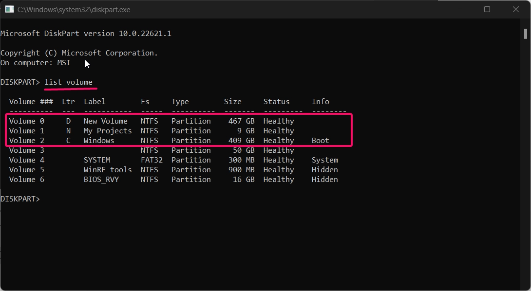 Listing all drives using diskpart.exe Listing all drives using diskpart.exe