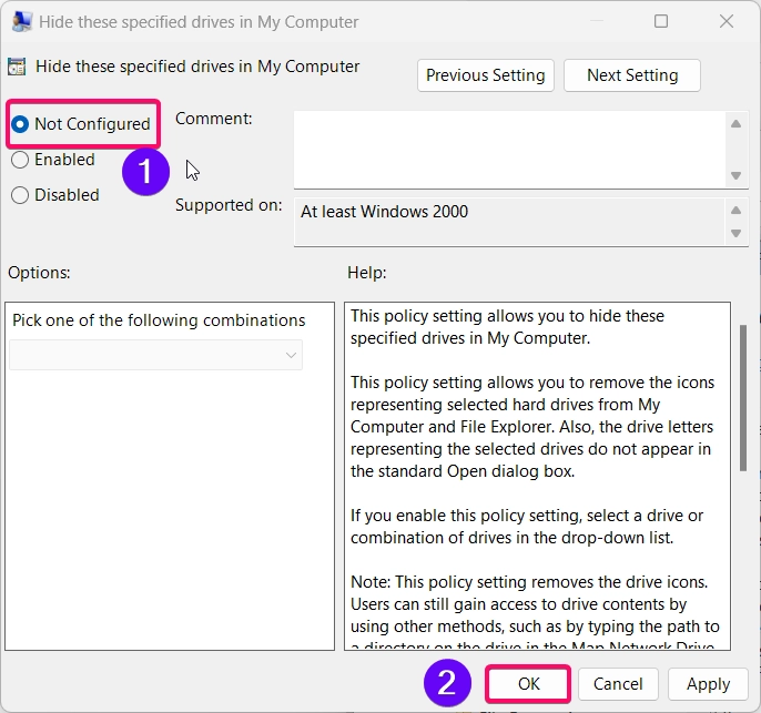 Unhide Drives using GP Editor Unhide Drives using GP Editor