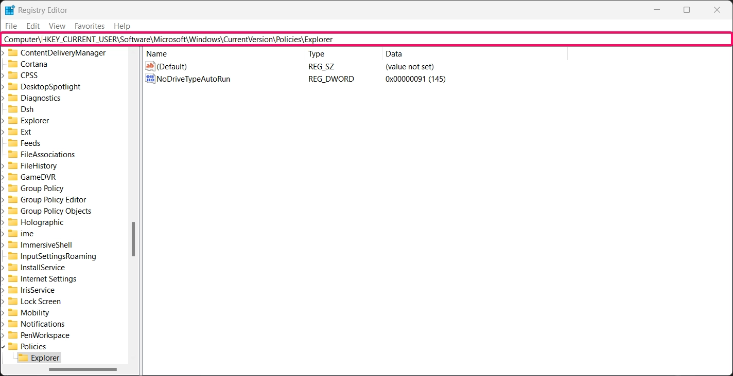 Navigating to the Explorer Directory in Registry Editor Navigating to the Explorer Directory in Registry Editor