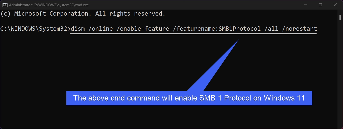 CMD Command to Enable SMB 1 CMD Command to Enable SMB 1
