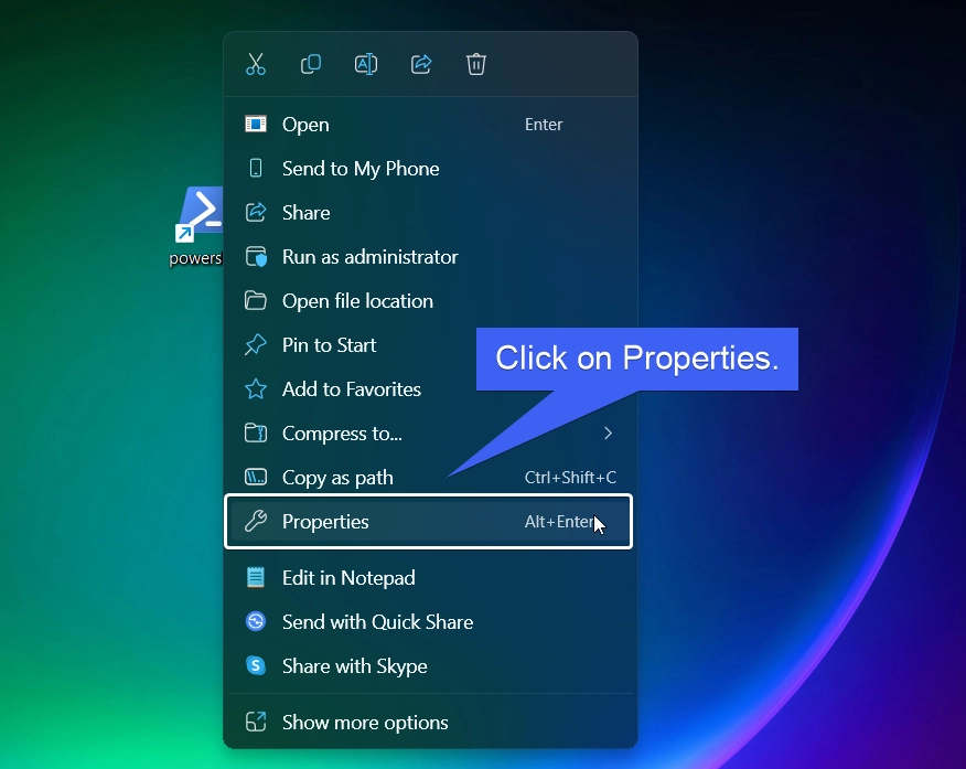 3+ Easy ways: Run Windows PowerShell as Administrator With Elevated Rights! 1 Click on Properties