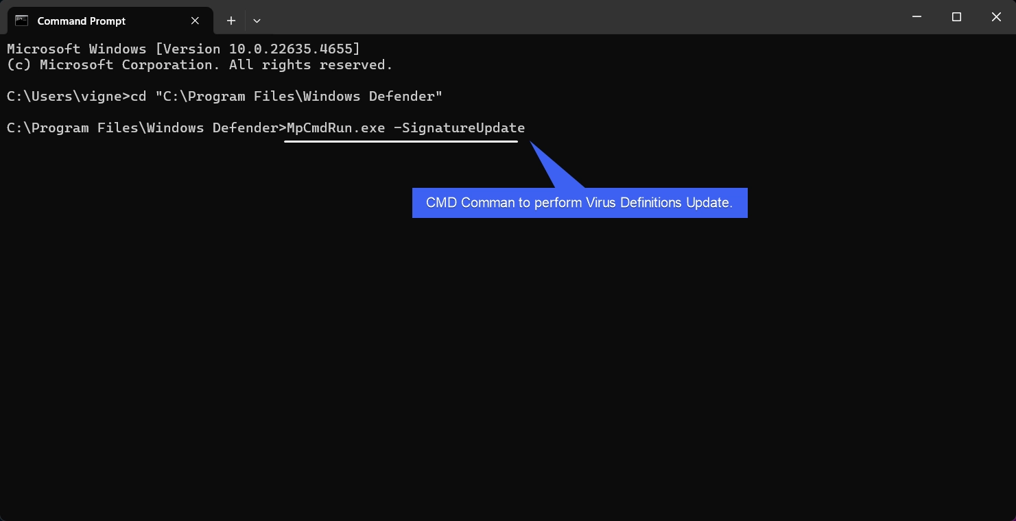 Command to Update Virus Definitions Command to Update Virus Definitions