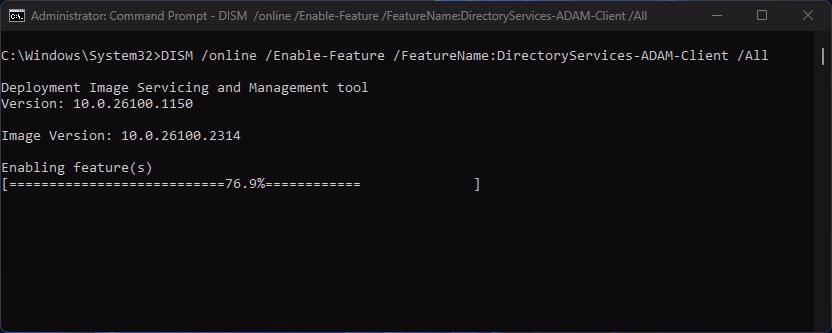DISM Enabling the feature DISM Enabling the feature