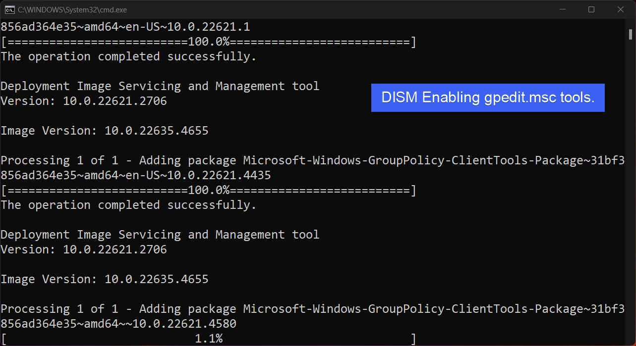 DISM installing gpedit components DISM installing gpedit components