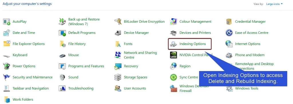 How Can I Delete and Rebuild Indexing Options on Windows 11? 2 Open Indexing Options via the Control Panel