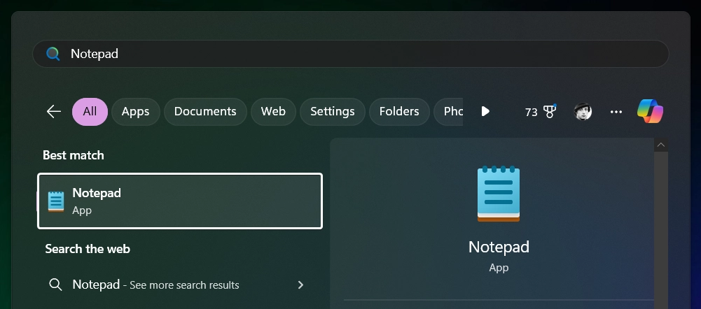 Open Notepad Open Notepad