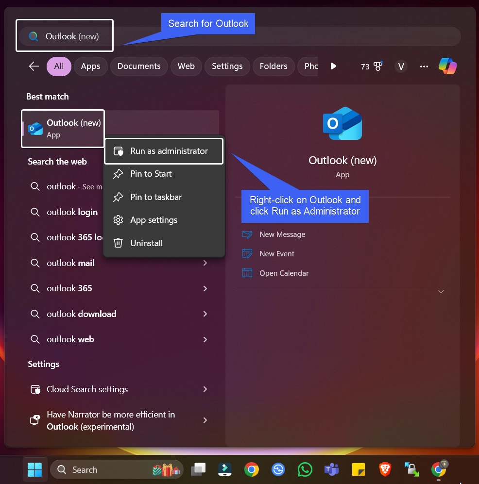 Right-click on the App and click Run as Administrator Right-click on the App and click Run as Administrator