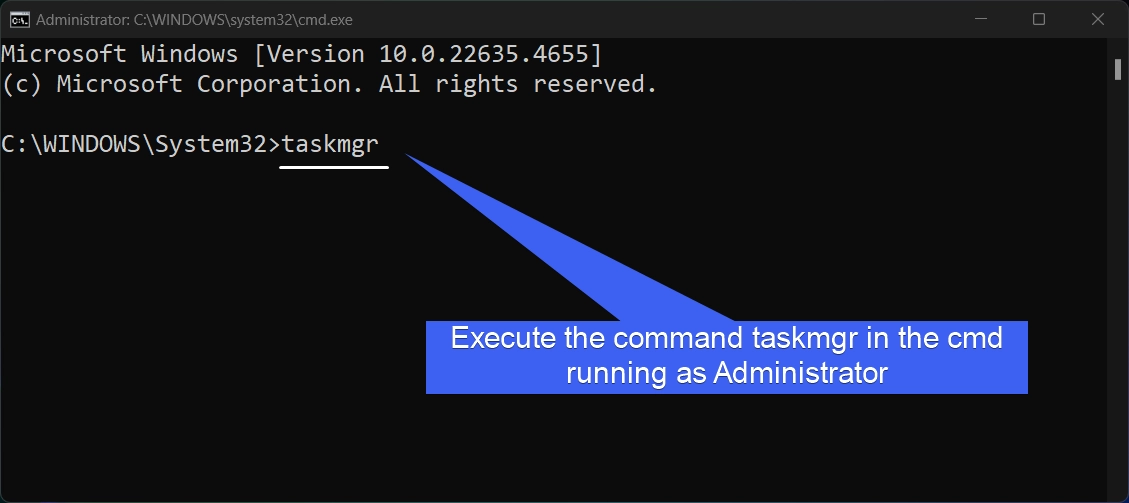 Run taskmgr as admin from cmd Run taskmgr as admin from cmd