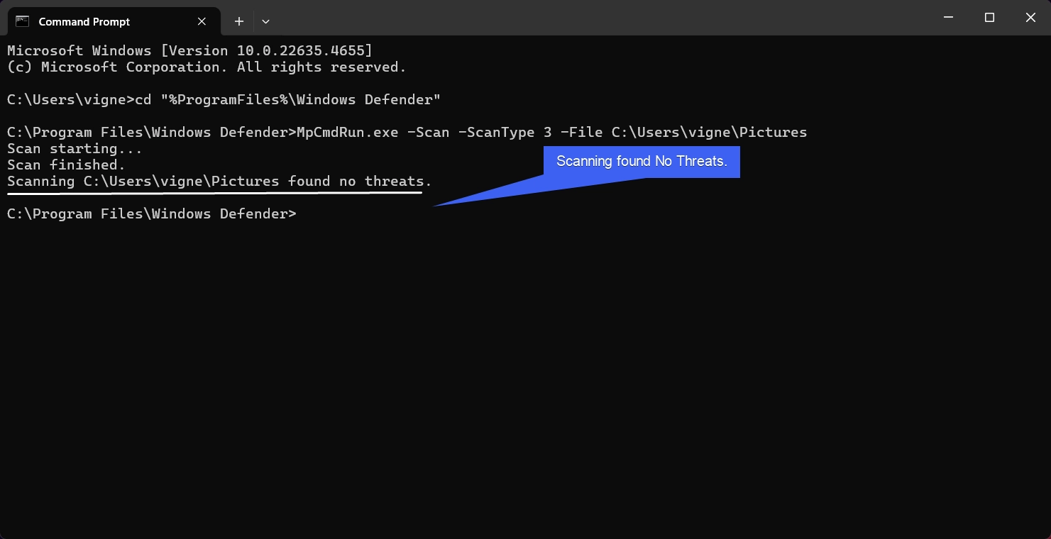 Scanning Found No Threats Scanning Found No Threats