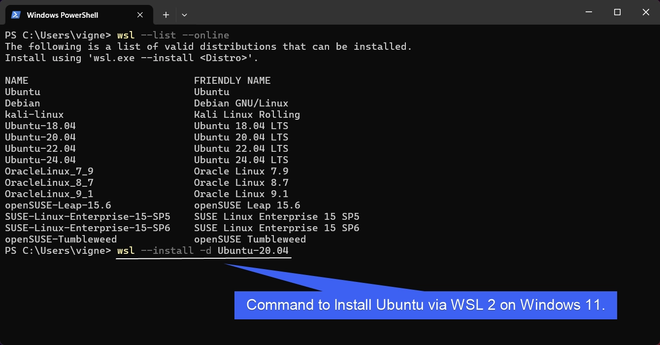 Ubuntu WSL 2 Installation Command Ubuntu WSL 2 Installation Command