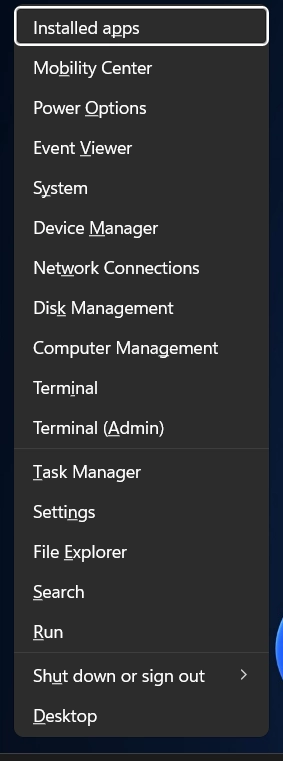 Quick Access Menu Quick Access Menu