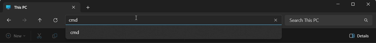 Entering cmd in address bar Entering cmd in address bar