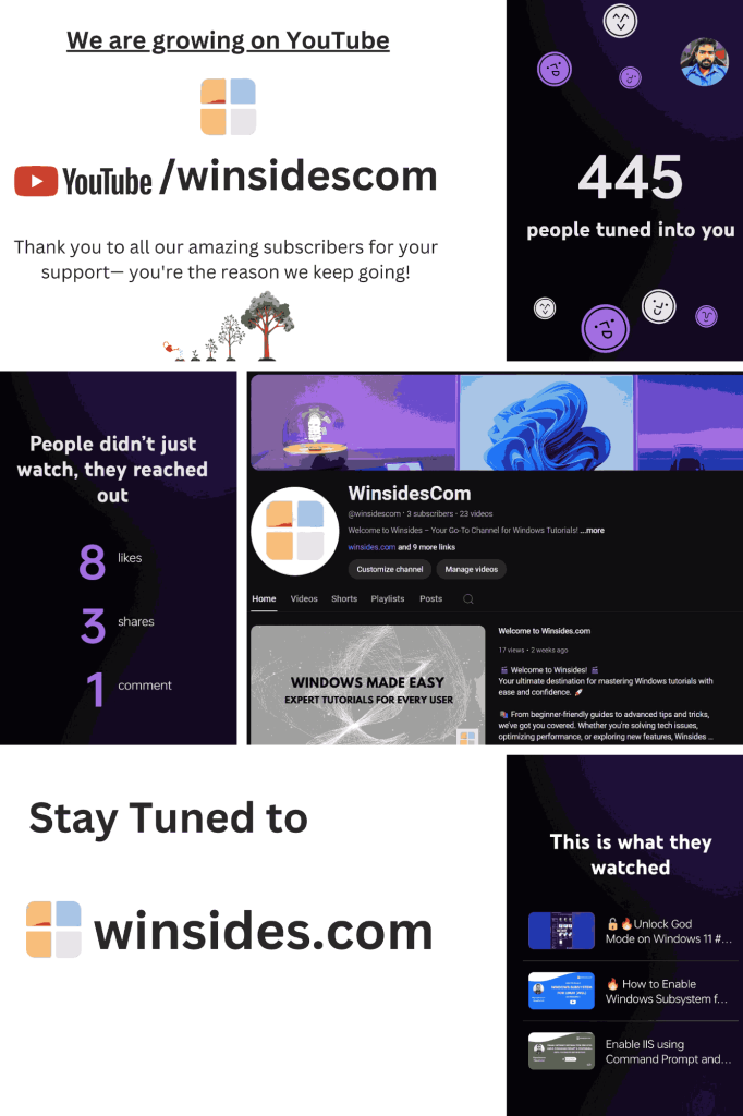 What's New?! 5 winsidescom is growing on YouTube