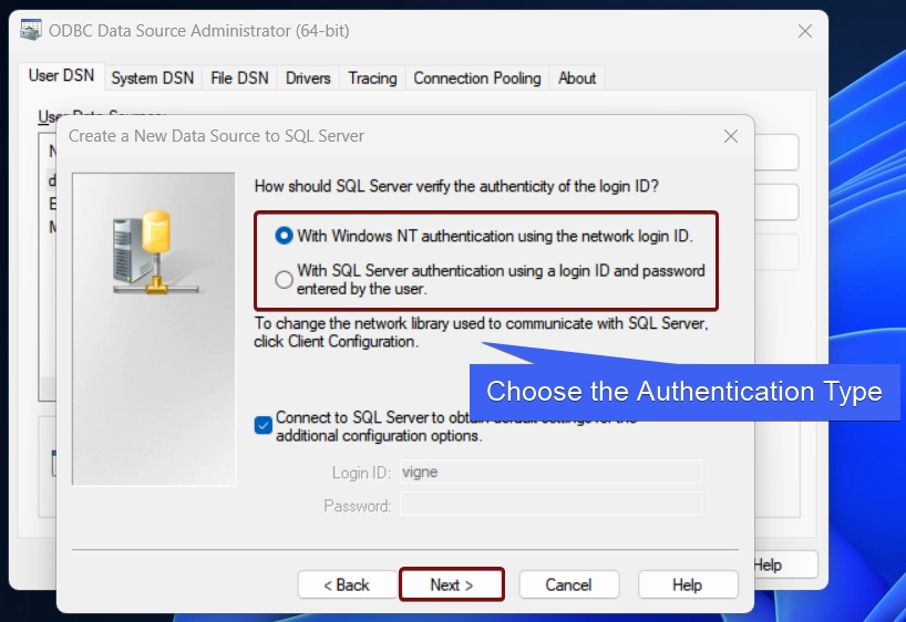 Choose the Authentication Type Choose the Authentication Type