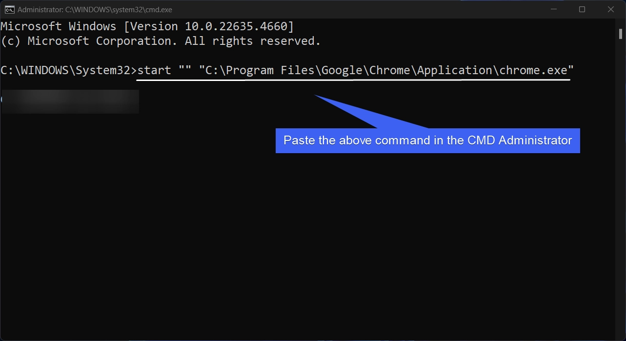 Execute the above command in the CMD running as Administrator Execute the above command in the CMD running as Administrator