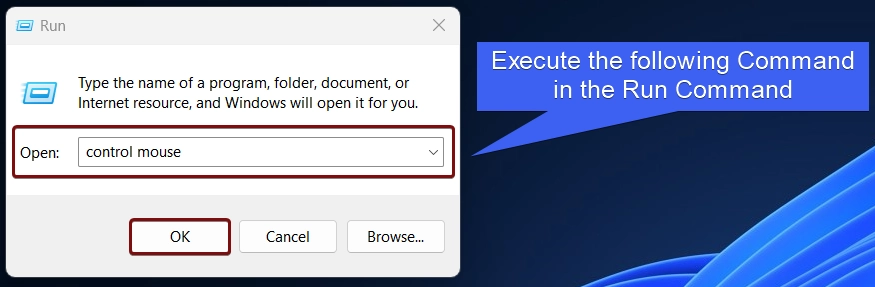 Execute the command control mouse in the Run Execute the command control mouse in the Run