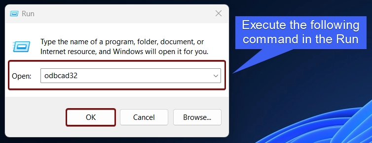 Execute the following command in the Run Command Execute the following command in the Run Command
