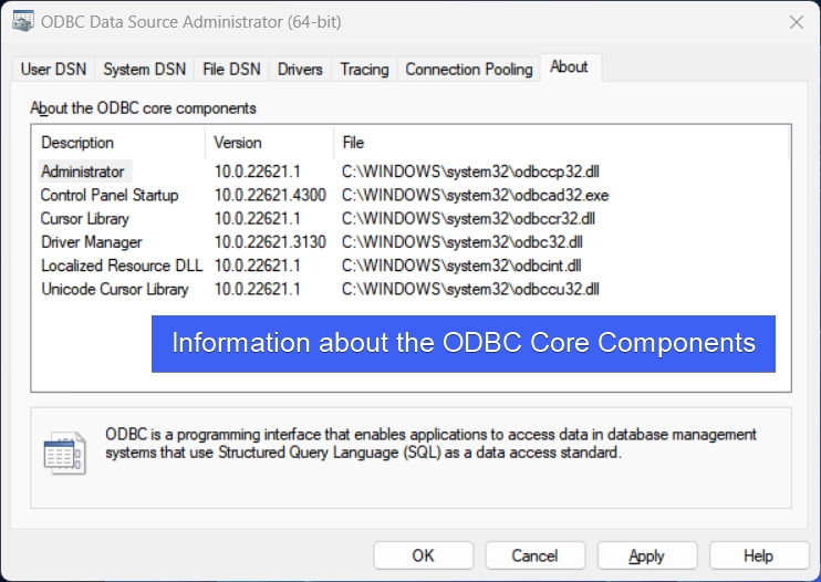 Information about the ODBC Core Components Information about the ODBC Core Components