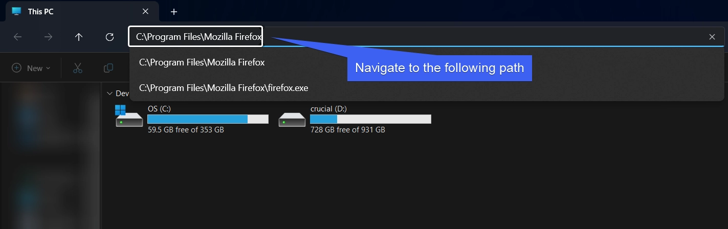 Navigate to the following path in the File Explorer Navigate to the following path in the File Explorer