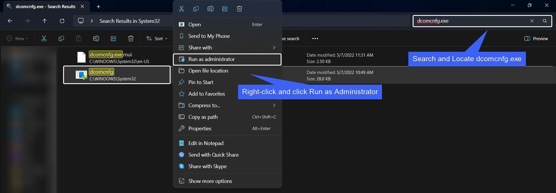 Open Component Services as Admin using the File Explorer Open Component Services as Admin using the File Explorer