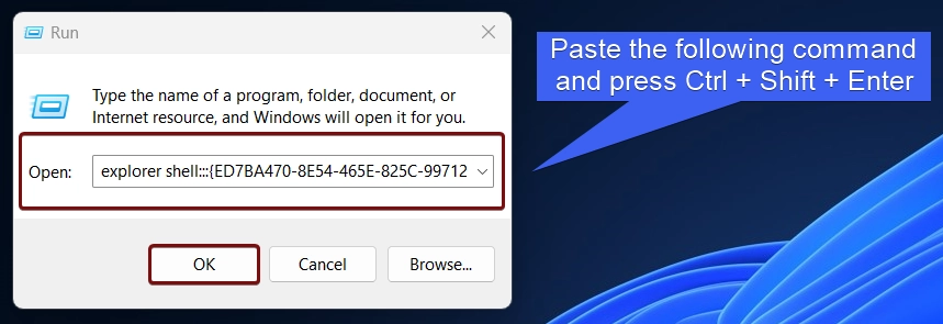 Paste the command and press Ctrl + Shift + Enter Paste the command and press Ctrl + Shift + Enter