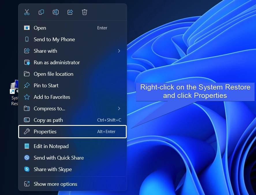 Right-click on the Shortcut and click Properties Right-click on the Shortcut and click Properties